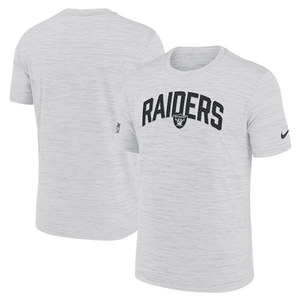 Men's Las Vegas Raiders White Sideline Velocity Stack Performance T-Shirt - Click Image to Close